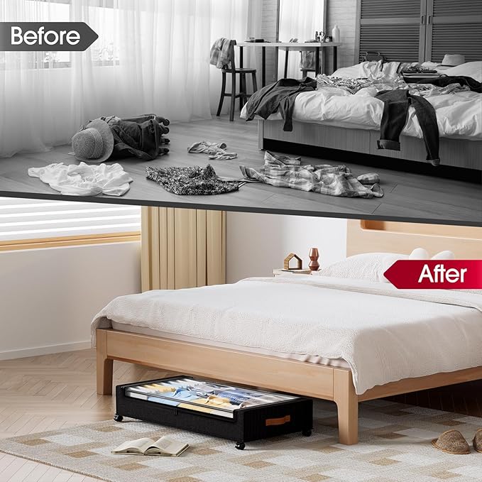 Yecaye Under Bed Storage with Wheels 2Pack, 70L Larger Capacity Under Bed Storage Containers, Underbed Shoe Storage Organizer, Rolling Under Bed Metal Drawers for Clothes, Blankets(35.5 x 17 x 6.7in)