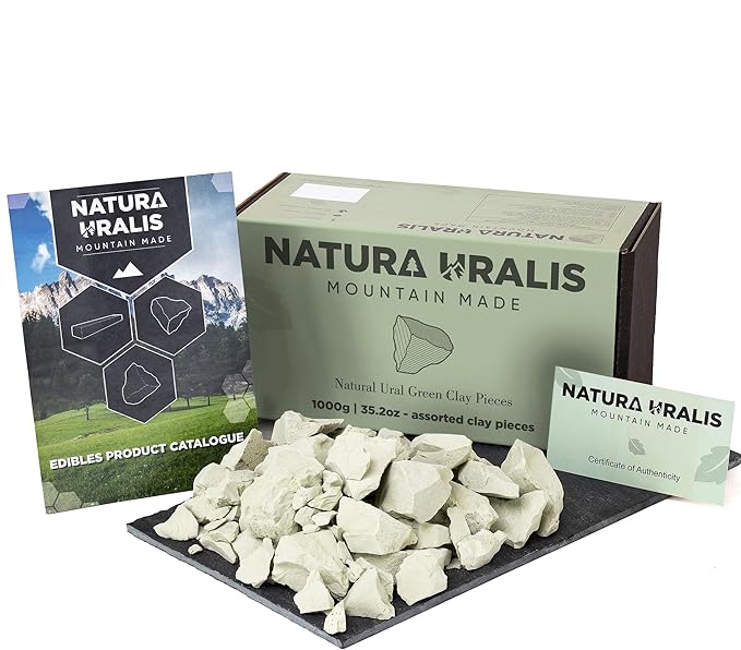 Ural Green Clay | 35oz of Natural Green Clay, Pastel to Verdant Green - Amazing Crunch, Satisfying Earthy, Velvety and Firm Texture, ASMR Sensation