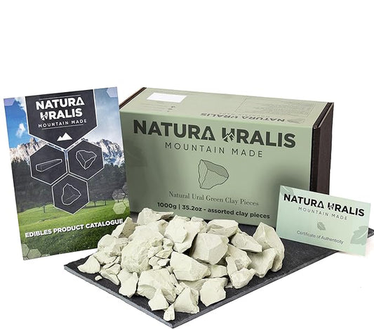 Ural Green Clay | 35oz of Natural Green Clay, Pastel to Verdant Green - Amazing Crunch, Satisfying Earthy, Velvety and Firm Texture, ASMR Sensation