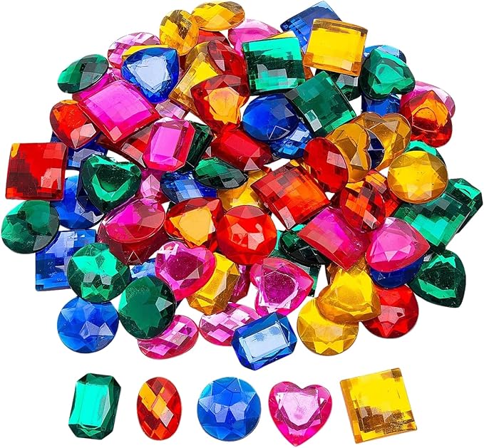 Assorted Colors & Styles Bulk Jumbo Self-Adhesive Jewels - 100 Pc (1") - Perfect for DIY Arts & Crafts Projects