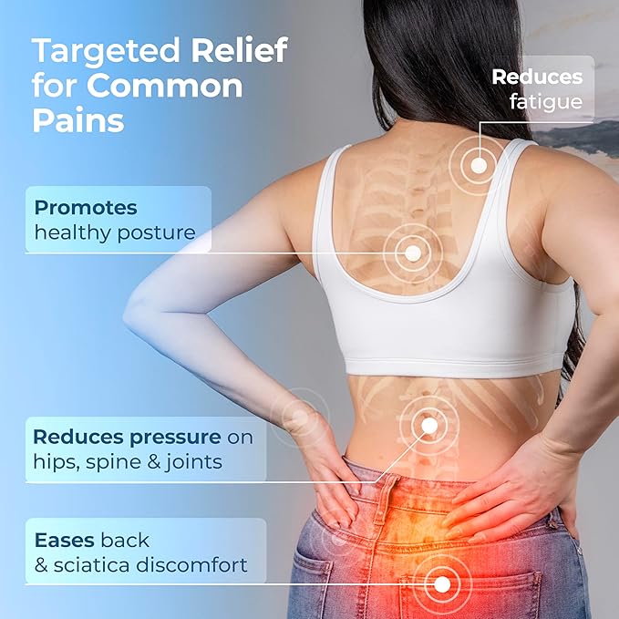 LuminaRest® Gel Seat Cushion for Long Sitting – Premium CertiPUR-US® Certified Memory Foam, Ergonomic Office Chair Cushion for Tailbone and Coccyx Pain Relief, Sciatica & Back Support – (Blue)