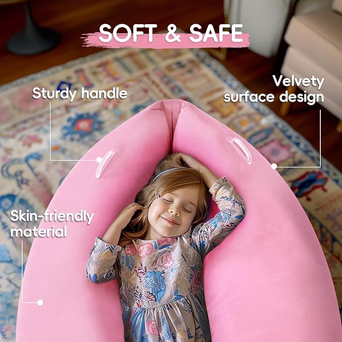 OUTREE Upgraded Sensory Chair for Kids — 60" Sensory Pod Inflatable Peapod for Children, Includes Electric Air Pump,Sensory Toys Giftfor Kids with Autism,Pink