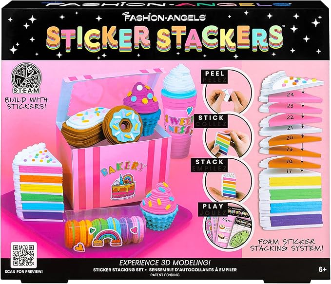 Fashion Angels - Sticker Stackers Set Confectionery, Foam Stickers for 3D Creations, Children's Toy Food, Creative Activity, from 8 Years, F13195