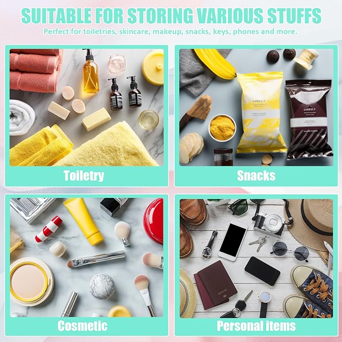 BuyCard 2 Pcs Snacks Bag Gifts Cosmetic Makeup Bag with Chenille Letter Patch, Clear Pouch PVC Organizer Purse, Waterproof Travel Bag, Portable Toiletry Storage Bag for Her Girls Friends Women