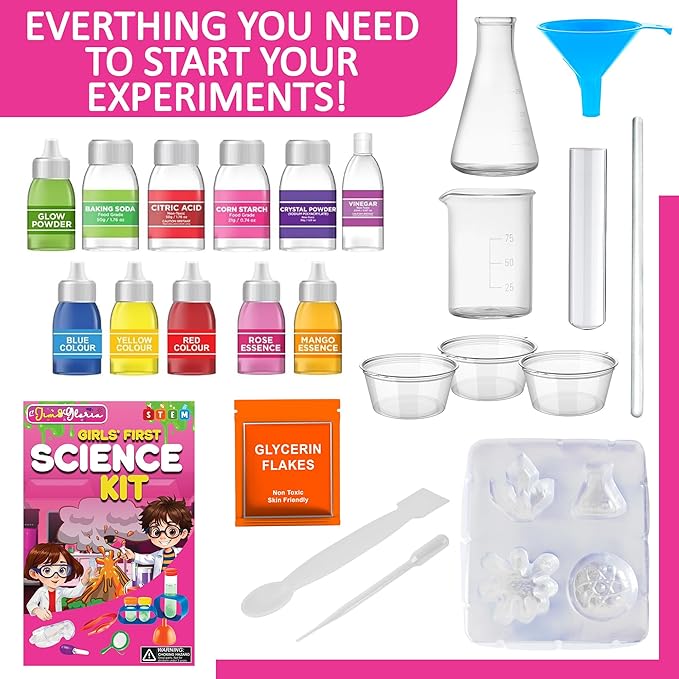 Jim&Gloria Girls Science Kits for Kids 5 7 8 12 Year Old Birthday Gift Ideas, Learning Educational Toy, Stem Toys Chemistry Experiments, DIY Volcano Project Set, Easter Gifts for Kids