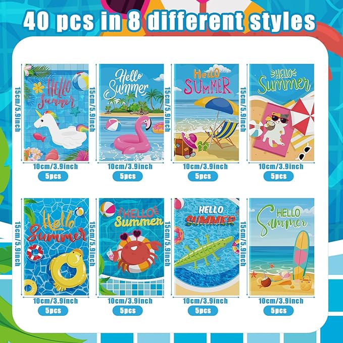 Estune 40 Pcs Coloring Books Summer Beach Party Favor for Kids Coloring Book Set Mini Small Coloring Books Goodie Bag Stuffers Gift Classroom Home