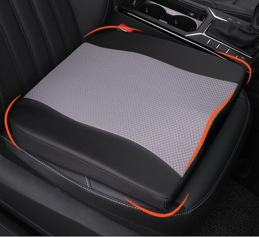 Car Seat Cushion, Comfort Memory Foam Car Cushions for Driving - Sciatica & Lower Back Pain Relief, Driver Seat Pillow for Auto, Office Chair, Wheelchair - Black&Gray