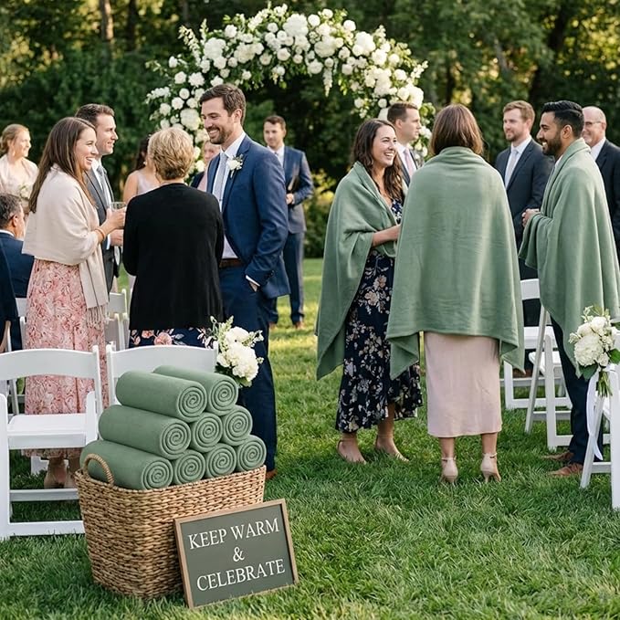 Kinlop Fleece Blanket Bulk 60 x 50 Inch Soft Lightweight Fleece Cozy Blanket Warm Throw Plush Pet Throw for Bed Couch Sofa Home Office Wedding Gifts Travel Camping(Gray Green,40 Packs)