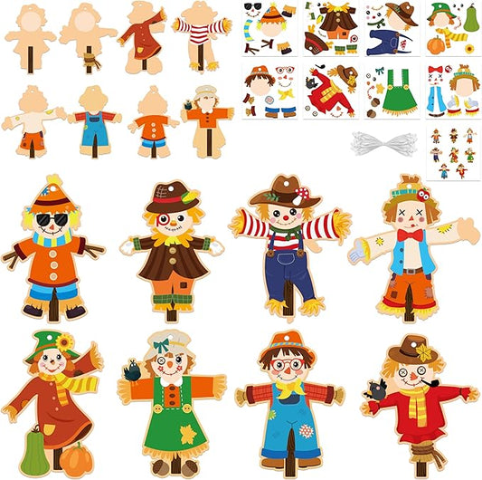 BeYumi Fall Scarecrow Craft Kit - 123Pcs Fall Scarecrow Craft Kit DIY Autumn Thanksgiving Art Craft Make Your Own Scarecrow Set Home Classroom Game Activities Art Supplies Decor for Kindergarten Kids