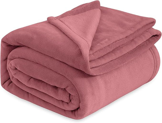 Bedsure GentleSoft Twin XL Fleece Blanket Dorm Bedding - Lightweight Soft Cozy Blankets for Bed, Sofa, Couch, Travel, Camping, Dusty Rose, 66"x90"