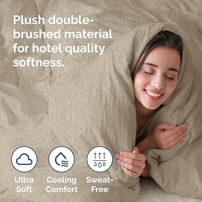 CGK Unlimited Duvet Cover Cal King Size Set - Extra Soft Cal King Size Duvet Cover 104 x 98 with 2 Pillow Shams - Hotel Quality w/Zipper Closures & Ties - Bedding & Bed Linens Set (Heathered Beige)