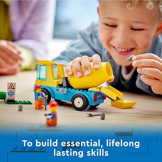 LEGO® City Cement Mixer Truck 60325 Building Kit; Realistic Toy Construction Vehicle for Kids Aged 4+