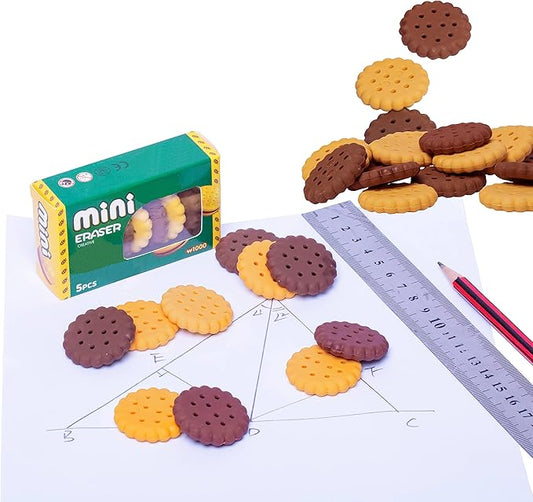 KR. LIF Cookie Food Erasers Set Cute Erasers for Kids Bulk- 6 Packs 36 PCS - Novelty Puzzle Erasers