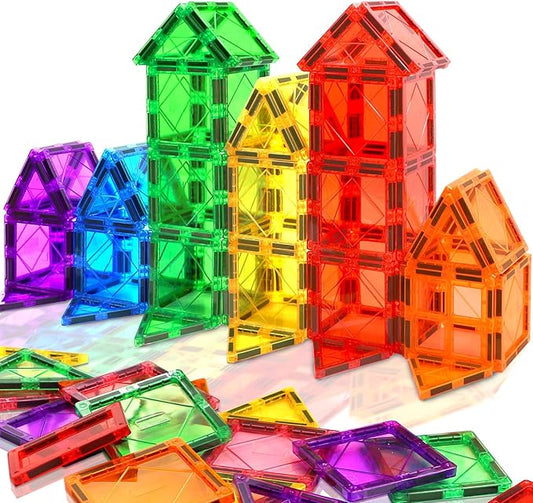 Magnetic Tiles for Kids Ages 3-5 4-8 Magnet Toys for 3 4 5 6 7 8+ Year Old Boys Girls Toddlers Magnetic Building Blocks Preschool Educational STEM Learning Construction Christmas Birthday Gifts