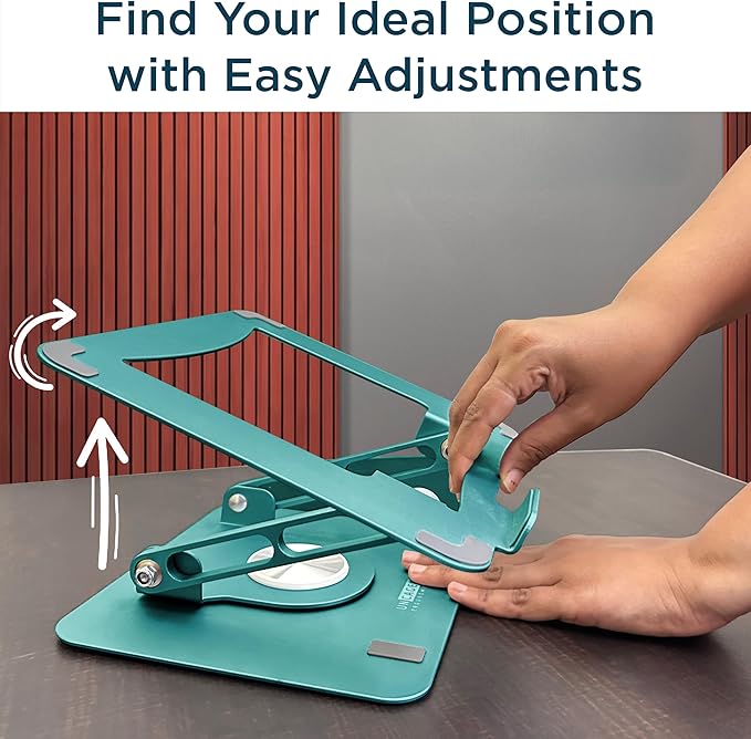 Uncaged Ergonomics Swivel Laptop Stand for Desk, Adjustable Computer iPad Stand for Desk w/ 360 Rotation, Portable Laptop Holder for Home Office Ergonomic Supplies (Ocean Blue)