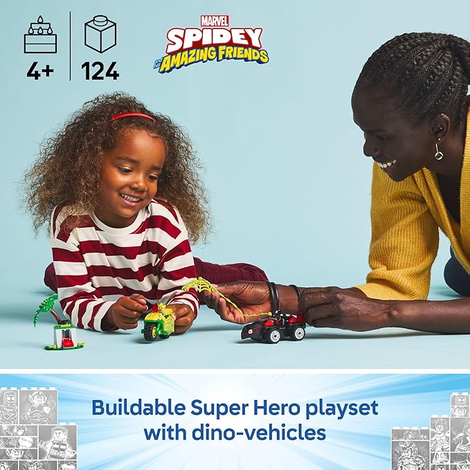 LEGO Marvel Spidey and His Amazing Friends Spin and Electro Dinosaur Vehicle Chase - Car and Motorcycle Preschool Building Toy for Kids, Boys and Girls, Ages 4+ - Gift Idea for Birthdays - 11198