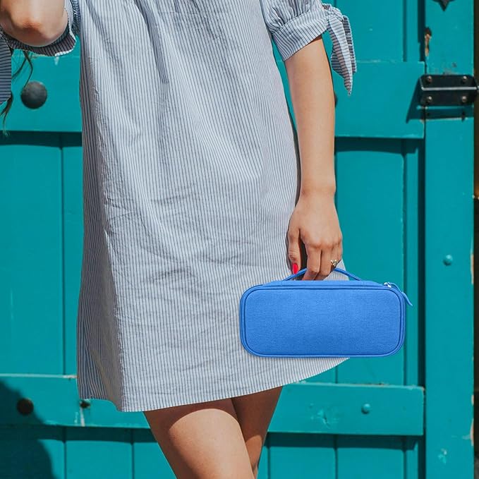 Lacdo Electronic Organizer Travel Cable Organizer Bag Pouch Tech Electronic Accessories Carry Case Portable Double Layers Charger Case for Cable, Cords, Charger, Earphone, Power Bank, Blue