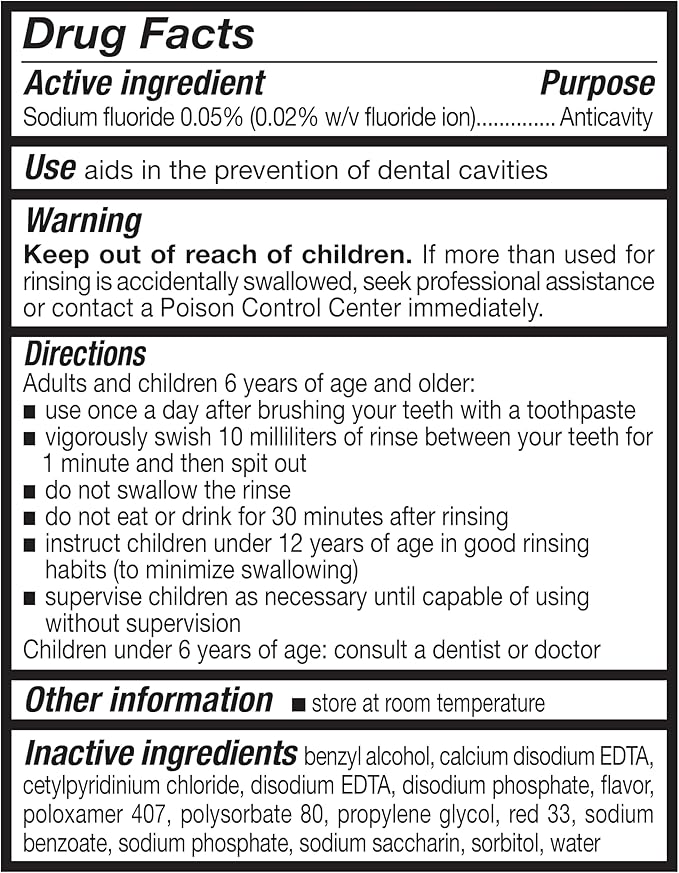 Amazon Basics Kids Mouthwash with Fluoride, Anticavity, Alcohol-Free Bubble Gum, 18 fl oz (Pack of 1)