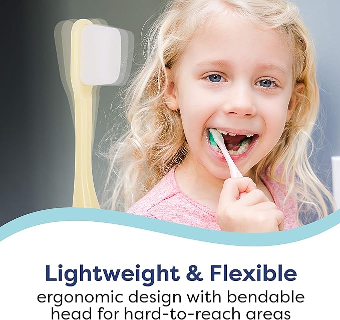 Extra Soft Toothbrush, Nano Toothbrush for Sensitive Gums, Extra Soft Toothbrushes Child Sensitive Teeth Manual, Ultra Soft Toothbrush for Extra Protection Gum Care, Perfect for (Kids - 4 Pack)