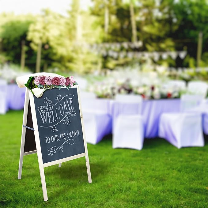 Flipside Products Marquee Easel, Natural Hardwood, White Dry Erase/Black Chalkboard, Menus, Announcements, Restaurants, Coffee Shops, Sale