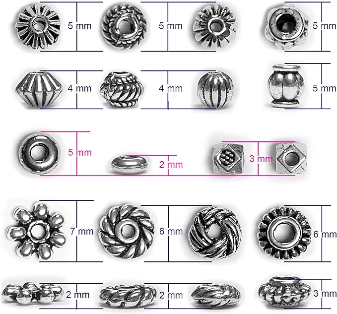 Silver Spacer Beads for Jewelry Making Supplies Flat Beads for Bracelets Small Seed Beads for Necklace Earring 500pcs Bead Bracelet Making Kit Metal Beads Bulk Tibetan Silver Jewelry Set