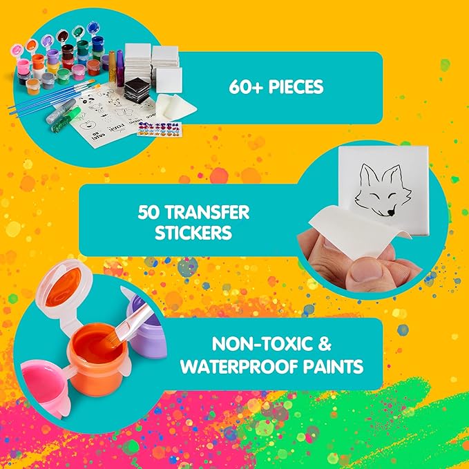 JOYIN 24 Magnetic Mini Tiles Art Kit, Creativity DIY Paint, Arts and Crafts for Kids, DIY Supplies for Party Favors, Family Activity, Birthday Present, Toys Gifts for Boys and Girls Ages3-12