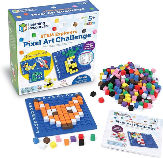 Learning Resources STEM Explorers Pixel Art Challenge, 402 Pieces, Ages 5+, STEM Toys for Kids, Coding Basics for Kids, STEM Activities for Classroom