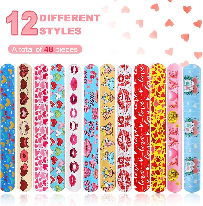 48 PCS Christmas Slap Bracelets Christmas Toys for Kids Boys Girls Toddlers Christmas Party Favors Stocking Stuffers Gifts