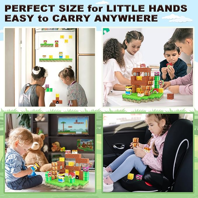 Magnetic Blocks Building Toys - Build Mine Magnet World Set Toddler Kids Sensory Toys for Boys & Girls Ages 3-5 5-7 8-12, 1'' Magnetic Cubes Game Easter Basket Stuffers for Boys