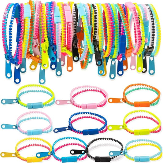 Fidget Toys Zipper Bracelets for Kids 30 Pieces Bulk Sensory Party Favor Friendship Bracelets Gift for Boys Girls Valentine Birthday Party Goodie Bag Fillers Easter Basket Stuffer Gift Fidget Bracelet