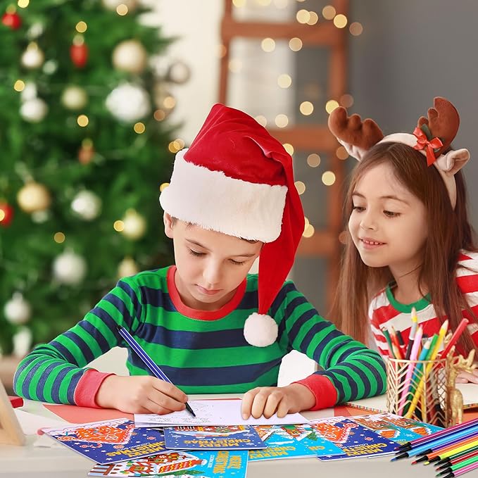 HOWAF 24pcs Gingerbread Christmas Coloring Books Bulk, Christmas Coloring Page with Paint Pens Gingerbread House for Xmas Holiday Favors Activities Bags Fillers Gingerbread Man Drawing Book