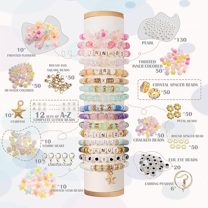 Clay Beads 8500 Pcs 2 Boxes Bracelet Making Kit - 24 Colors Polymer Clay Beads for Bracelet Making Set - Heishi Disc Beads for Jewelry Making kit with Charms and Gift Pack for Girls