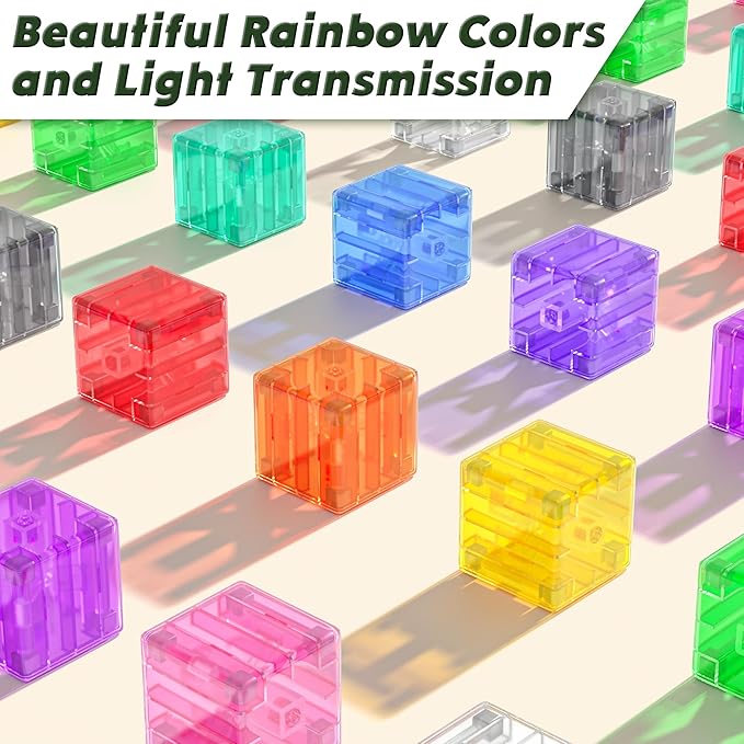 64PCS Magnetic Blocks Building Toys - Transparent Rainbow Magnetic Cubes Set, Outdoor Sensory Autism STEM Toys Gifts for Kids Aged 3+ Year Old Boys & Girls