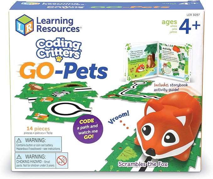 Learning Resources Coding Critters Go Pets Scrambles the Fox, Screen-Free Early Coding Toy For Kids, Interactive STEM Coding Pet, 14 Pieces, Ages 4+