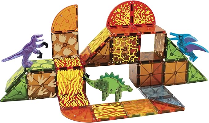 MAGNA-TILES Dino World 40-Piece Magnetic Construction Set, The ORIGINAL Magnetic Building Brand
