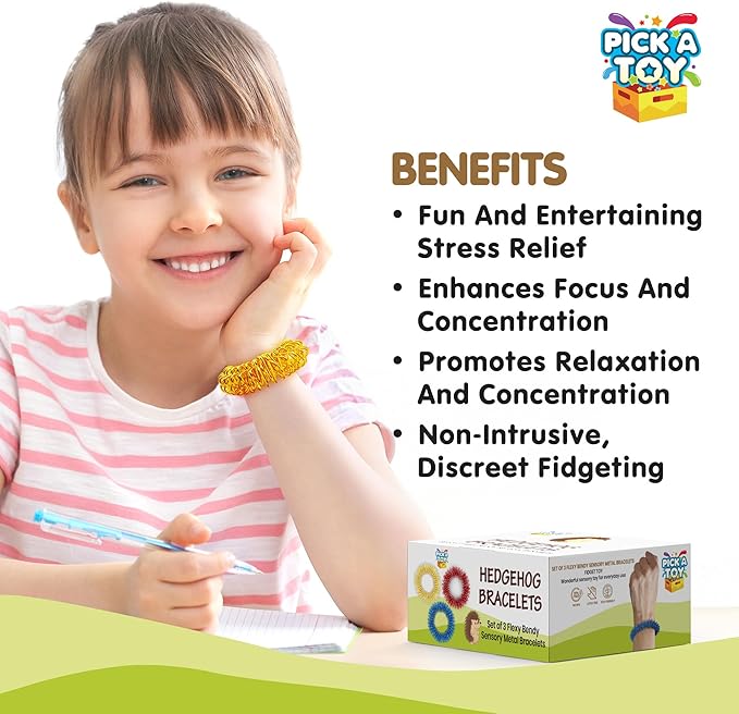 Fidget Sensory Toys Set – 3 Quiet Metal Bracelets for Men, Women, Adults, Teens, and Children 5+ – Sensory Desk Games