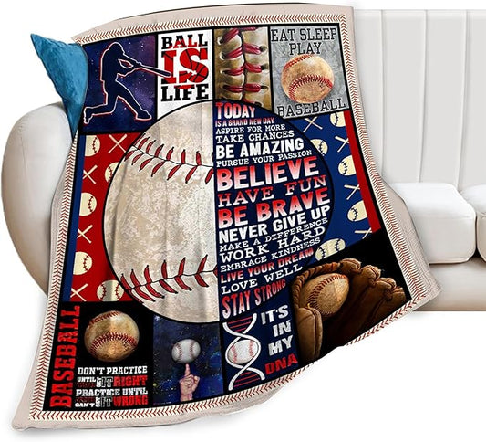 Baseball Blanket Baseball Throws Blanket Sports Lover Gifts Throw Blankets Baseball Decor Soft Cozy Fleece Plush Warm Flannel Bedding Blanket for Men Boys Kids Adults Couch Bed 40"X50"