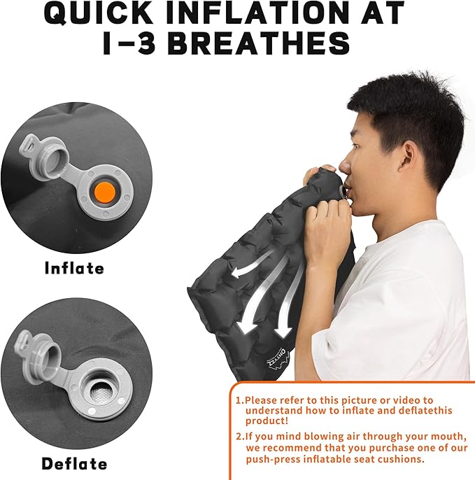 ONTYZZ Inflatable Seat Cushion Lightweight Stadium Seat Pad Travel Air Seat Cushion for Hiking Office Airplane Stadium Car