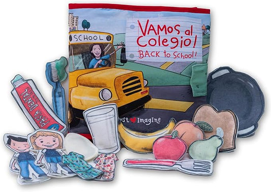 Routines 11 Pages Quiet Book for 3+ Year Old Boys and Girls | Bilingual Soft Book | Preschool and Early Learning | Montessori Fabric Book for Toddlers | Play and Learn Toy | 14 Pieces Included.