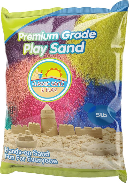 Classic Sand and Play Rainbow Colored Play Sand, 5 lb. Bag, Natural and Non-Toxic, Fun Wet and Dry Indoor and Outdoor, Sandbox, Therapy, and Table Use, Building, Stimulate Sensory Needs
