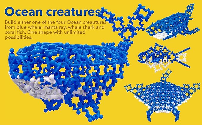 Ocean (90 pcs) Eco-Friendly 4D Educational STEM Building Toy for Creative Kids | Marine Life, Whale, Shark, Coral Fish, Manta Ray | Durable | Hours of Fun | Party Activities | Gift