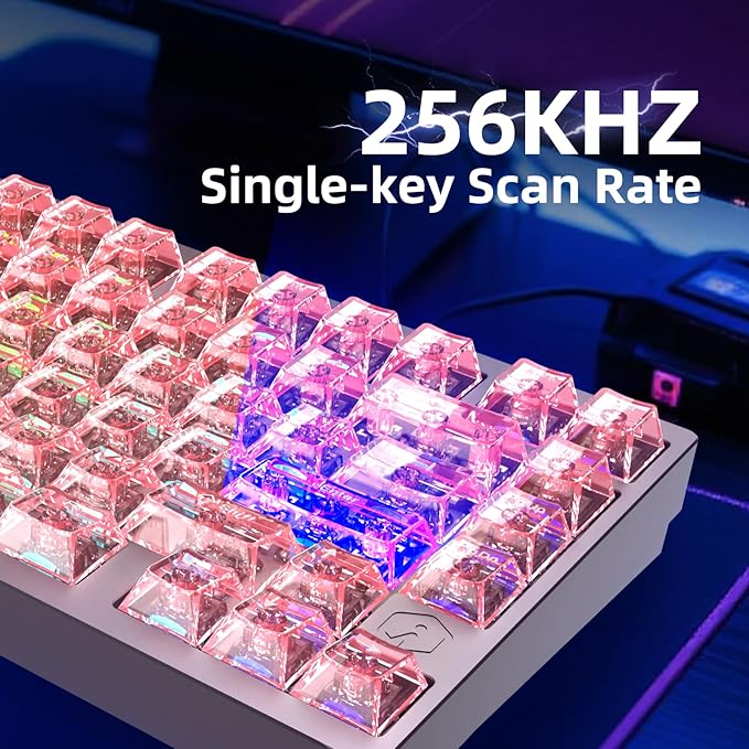 MG75MAX 81 Keys Wired Magnetic Switch Keyboard, 256KHZ Single Key Scan Rate, PCB Nano-Coating Waterproof, Hall Effect, 8KHZ/ARGB/CNC Aluminum Gaming Keyboard(Pink)