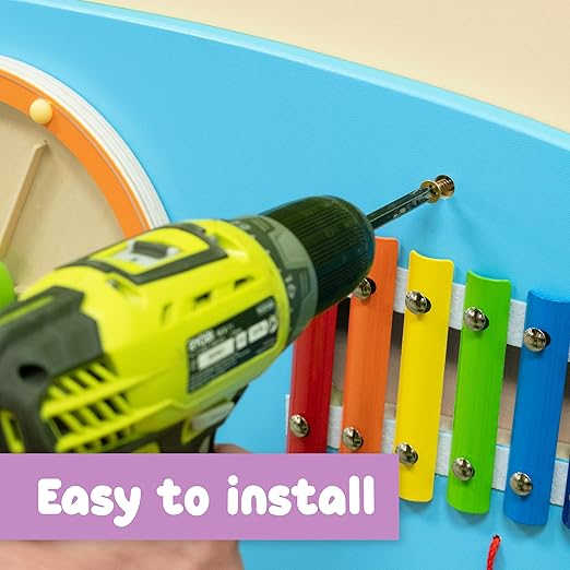 SPARK & WOW Elephant Activity Wall Panel - Ages 18m+ - Montessori Sensory Wall Toy - 3 Activities - Busy Board - Toddler Room Décor