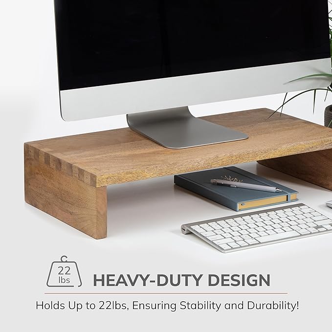 Anji Mountain Wooden Monitor Stand - Elegant Monitor Riser, Perfect Monitor Stand for Desk Organization, Durable Wood Construction monitor stands, Enhances Ergonomics and Workspace Efficiency,Natural