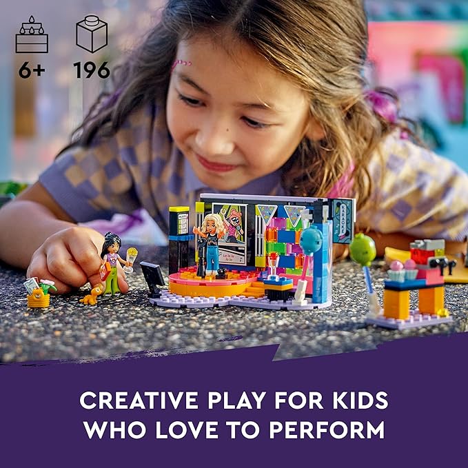 LEGO Friends Karaoke Musical Toy for Girls and Boys Who Love Singing Dolls Set with Liann and Nova Figures and Gecko 42610