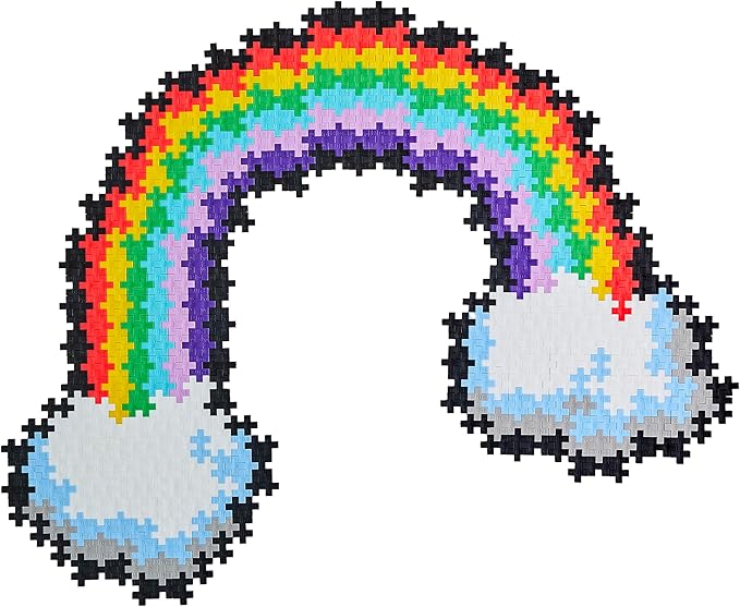 Plus Plus Puzzle By Number, 500 Piece Mini Interlocking Hashtag Color Blocks, 3D Pixel Art Kit for Kids - Rainbow