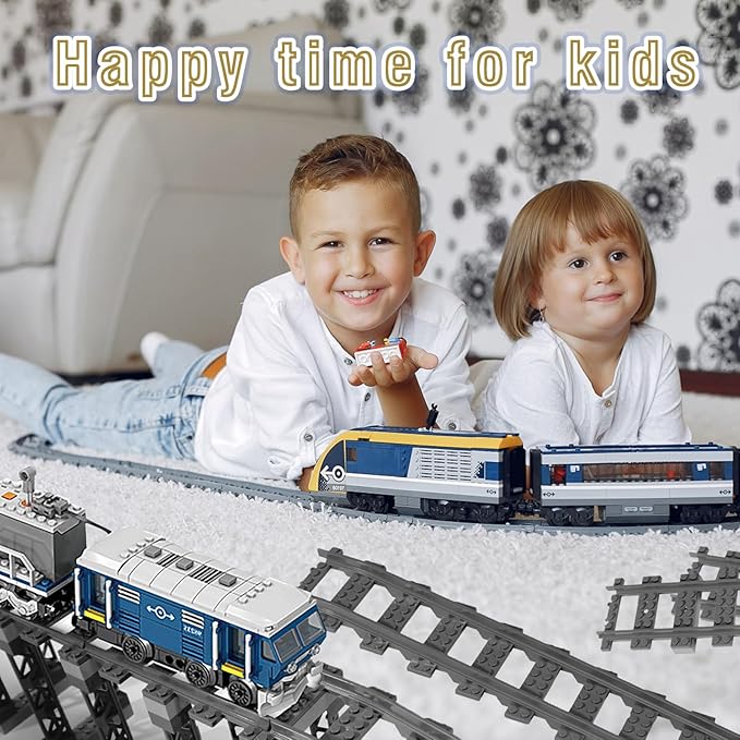 202 Pcs City Train Tracks Building Block Set Compatible with Lego,Train Tracks Accessories Set,Train Track Bridge Uphill and Downhill Set