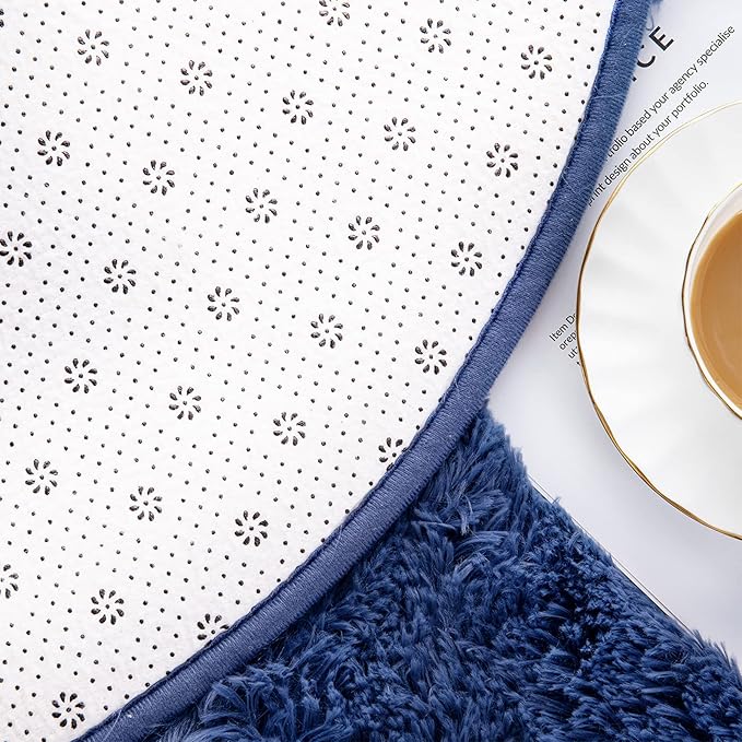 Noahas Ultra Soft Fluffy Bedroom Rugs Kids Room Carpet Modern Shaggy Area Rugs Home Decor 2.6' X 5.3', Light Navy