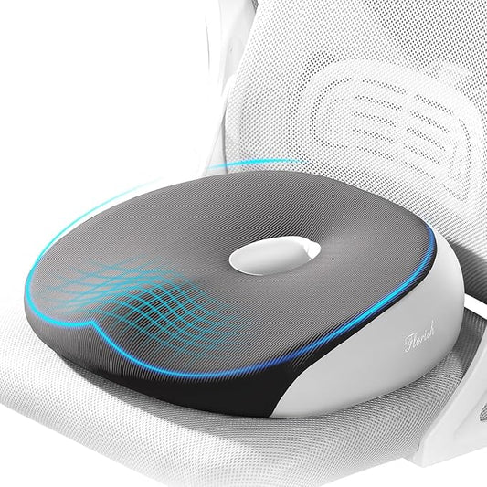 FLORICH Seat Cushion, Memory Foam Cushion for Office Chair, Ergonomic Office Seat Chair Cushion for Relieving Sciatica, Soft & Breathable Car Seat Cushion - Gray