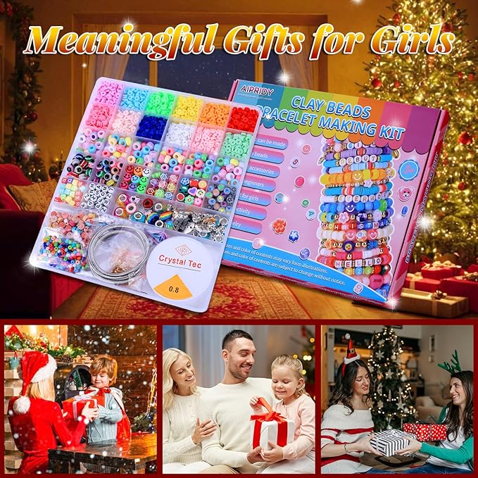 AIPRIDY 3600 Pcs Girls Toys Bracelet Making Kit, Unicorn/Mermaid Jewelry Activity, Flat College Style Beading for Friendship Jewelry Making, DIY Crafts for 4-12 Girls Birthday Christmas Gifts(Pink)